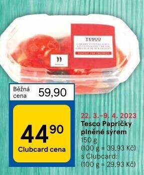 Papričky plněné sýrem Tesco