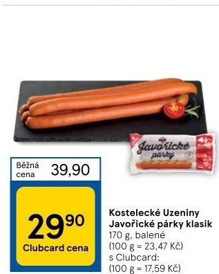 Párky javořické Kostelecké uzeniny