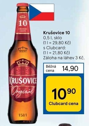 Pivo světlé výčepní Originál Královská 10° Krušovice