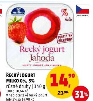 Ochucený jogurt řecký 0% Milko