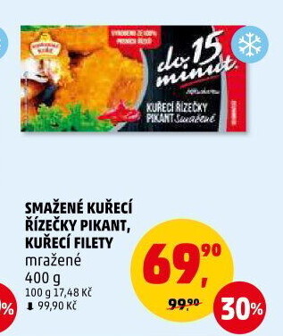 Řízečky kuřecí smažené mražené Pikant Vodňanské kuře