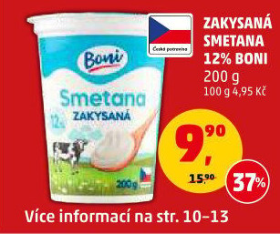 Smetana zakysaná Boni 12%