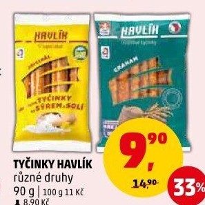 Tyčinky trvanlivé se sýrem a solí Havlík