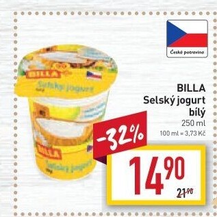 Bílý jogurt selský Billa