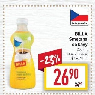 Smetana do kávy Billa