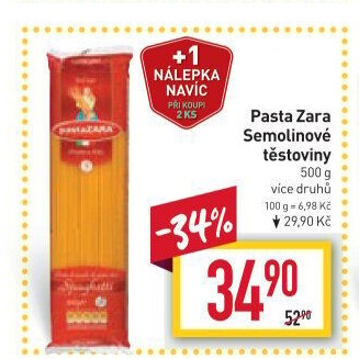 Těstoviny semolinové Pasta Zara