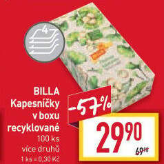 Kapesníčky papírové 4vrstvé Billa - box