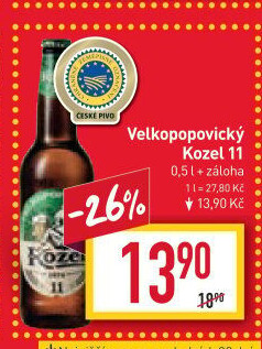 Pivo ležák 11° Velkopopovický Kozel