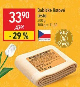 Listové těsto bez lepku Šetra