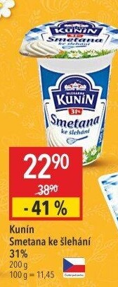 Smetana ke šlehání Kunín 31%