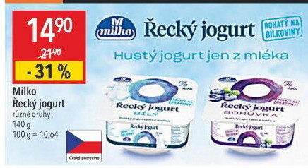 Ochucený jogurt řecký 0% Milko