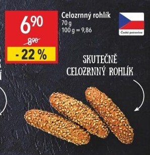 Celozrnný rohlík