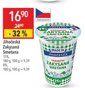 Smetana zakysaná Jihočeská Madeta 15%