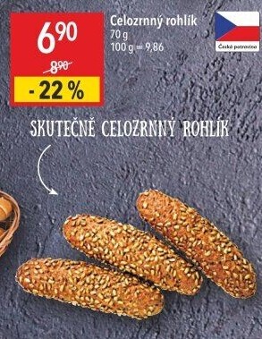 Celozrnný rohlík