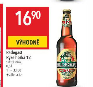 Pivo světlý ležák 12° Ryze hořká Radegast