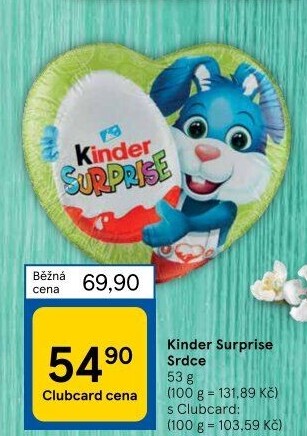 Čokoládové srdíčko s překvapením Kinder Surprise