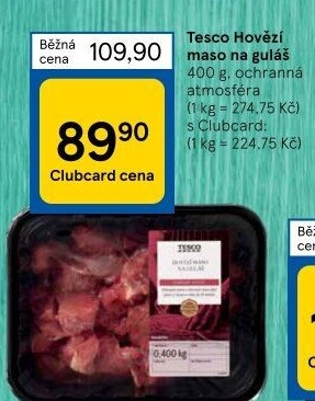 Hovězí maso na guláš Tesco