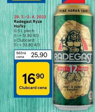 Pivo světlý ležák 12° Ryze hořká Radegast