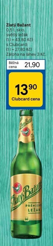 Pivo světlý ležák 12° Zlatý Bažant