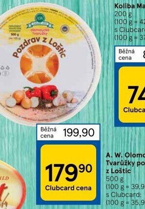 Sýr tvarůžky olomoucké Pozdrav z Loštic A.W.