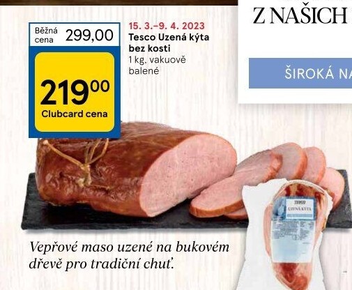 Uzená kýta bez kosti Tesco