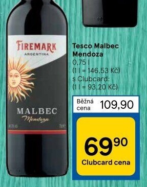 Víno Malbec Mendoza Tesco