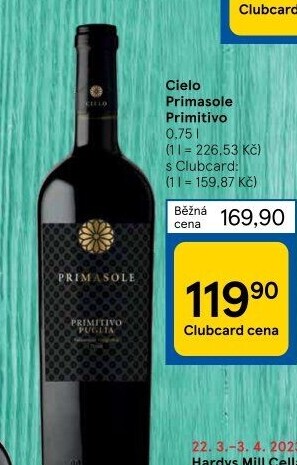 Víno Primitivo Primasole Cielo