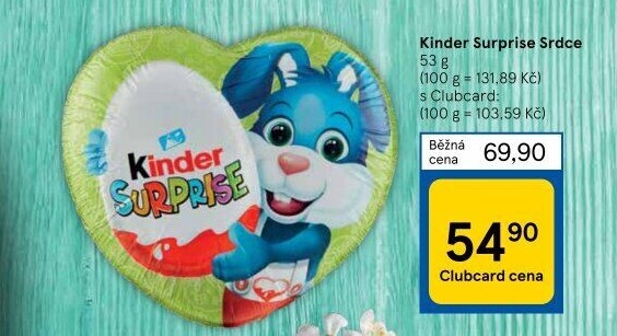 Čokoládové srdíčko s překvapením Kinder Surprise