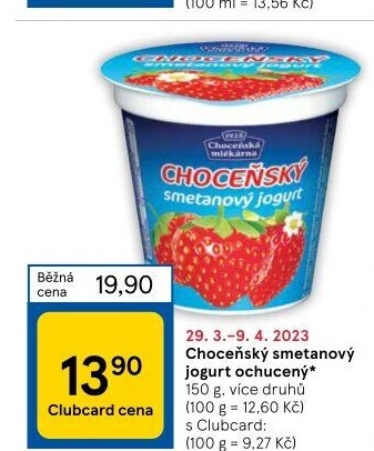 Jogurt smetanový ochucený Choceňský