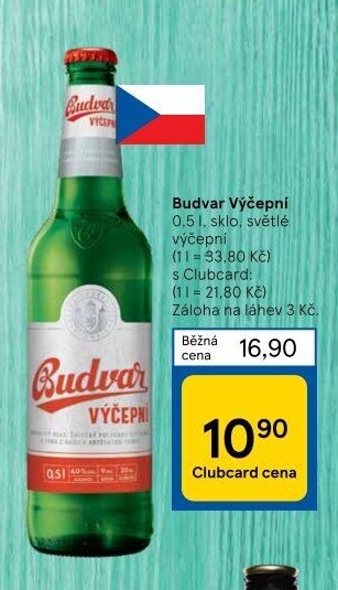 Pivo světlé výčepní Budweiser Budvar