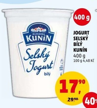 Bílý jogurt selský Kunín