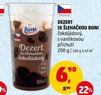 Dezert pudink se šlehačkou Boni