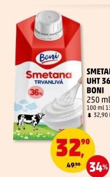 Smetana ke šlehání Boni 36%