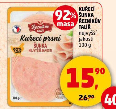 Šunka kuřecí nejvyšší jakosti Řezníkův talíř