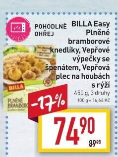 Plněné bramborové knedlíky se zelím Easy Billa
