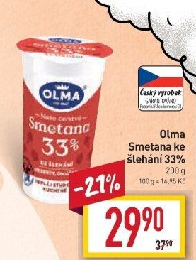 Smetana ke šlehání Olma 33%