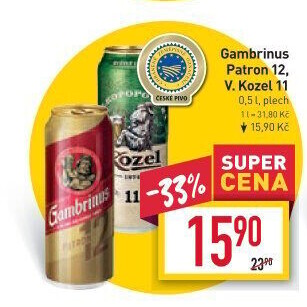 Pivo světlý ležák 12° Patron Gambrinus