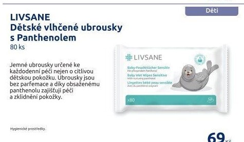 LIVSANE Dětské vlhčené ubrousky s Panthenolem