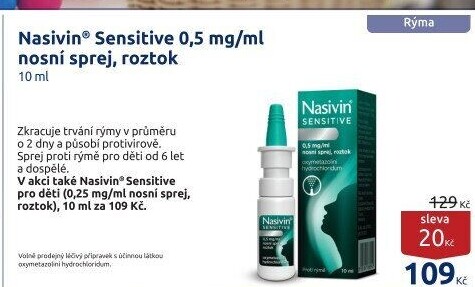 Nasivin® Sensitive 0,5 mg/ml nosní sprej, roztok