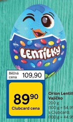 Čokoládové vajíčko s lentilkami Orion