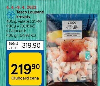 Krevety loupané mražené Tesco