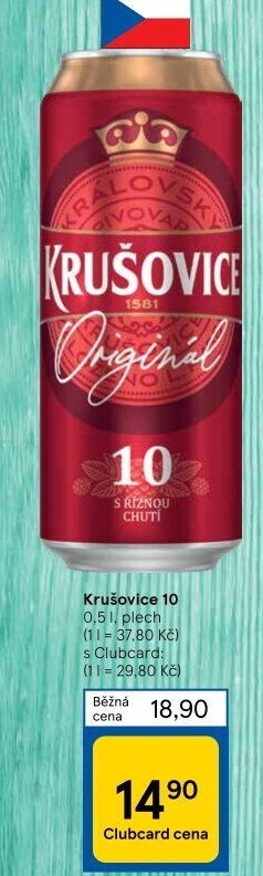 Pivo světlé výčepní Originál Královská 10° Krušovice