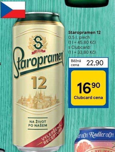 Pivo světlý ležák 12° Staropramen