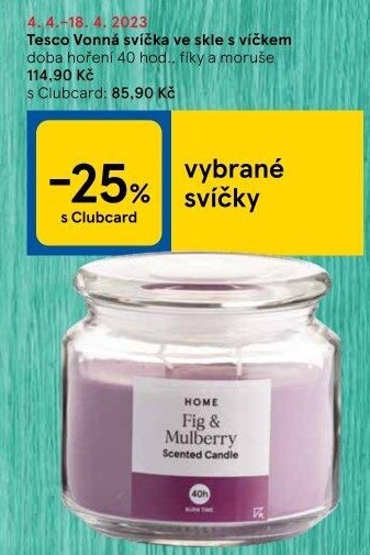 Svíčky vonné ve skle Tesco