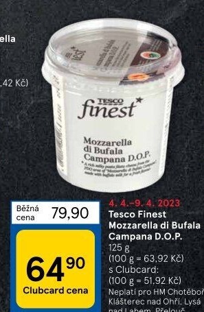 Sýr Mozzarella di Bufala Tesco Finest