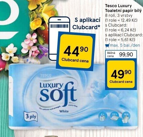 Toaletní papír 3vrstvý Luxury Tesco