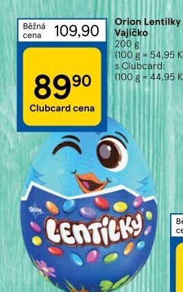 Čokoládové vajíčko s lentilkami Orion