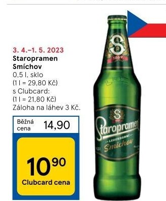 Pivo světlé výčepní 10° Smíchov Staropramen