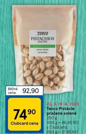 Pražené pistácie Tesco