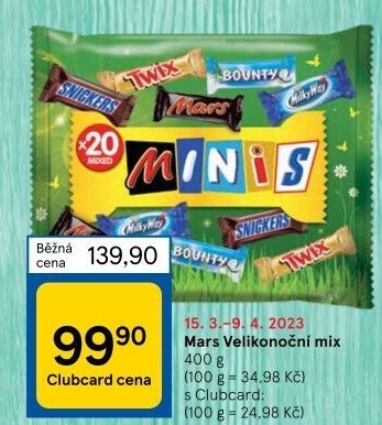 Tyčinky čokoládové Mix Minis Mars